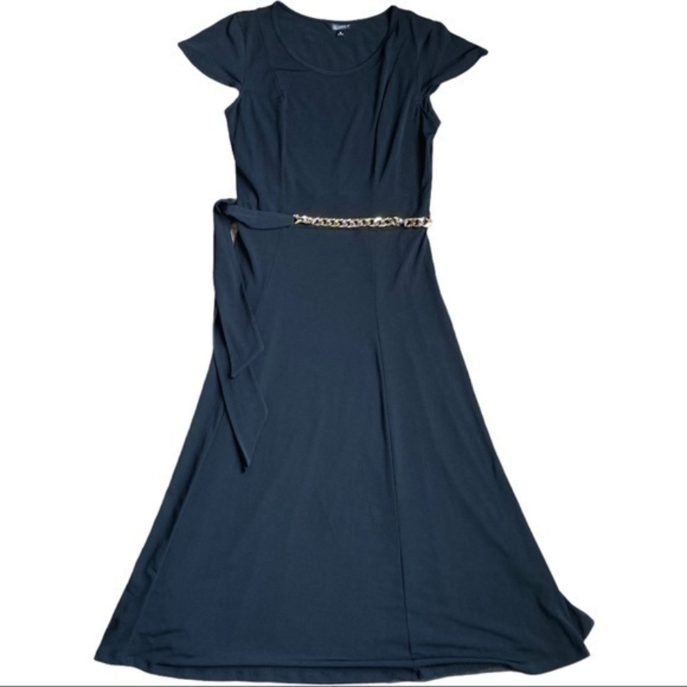 Glamour black dress with gold chain belt size 10